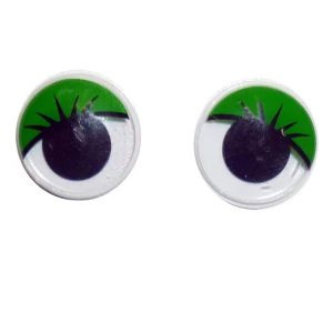 Фотография Пара круглых глаз (с клеем) бегающий зрачок D-18мм Green