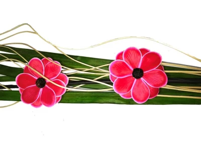 Фото Сухоцвет с тремя цветкамии лист 942-005 72см