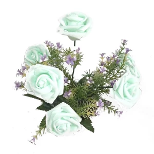 Фото Цветы в горшке 7 латексных роз с зеленью
