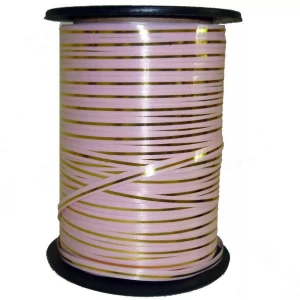 Фотка Лента для шаров Атласная с золотинкой 0,5см Розовая бобина 11х9см
