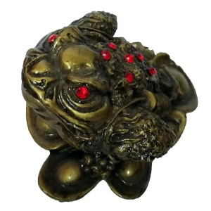 Купить Сувенир жаба золотая с монетами на подставке 5x8см