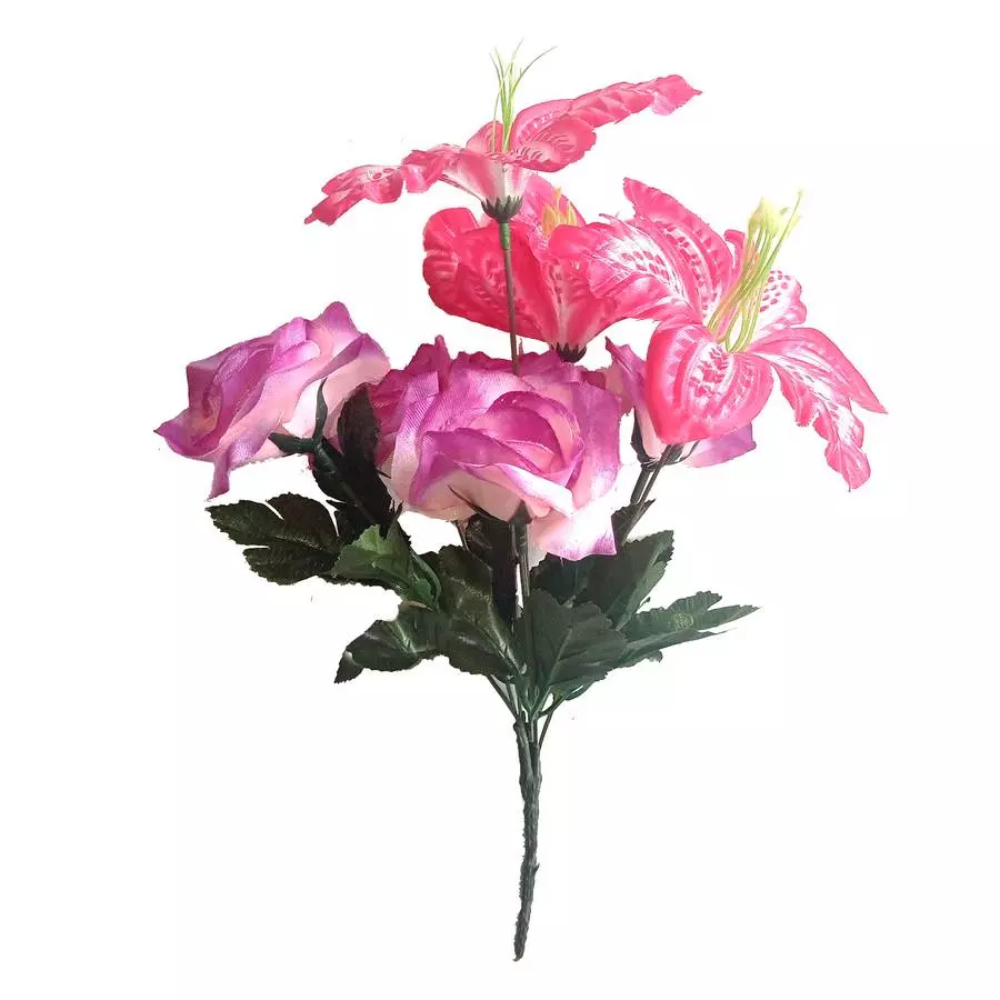 Фотография Букет лилий с розами 8 голов (3+5) 32см 413-535+376