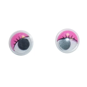 Картинка Пара круглых глаз (с клеем) бегающий зрачок D-12мм Pink