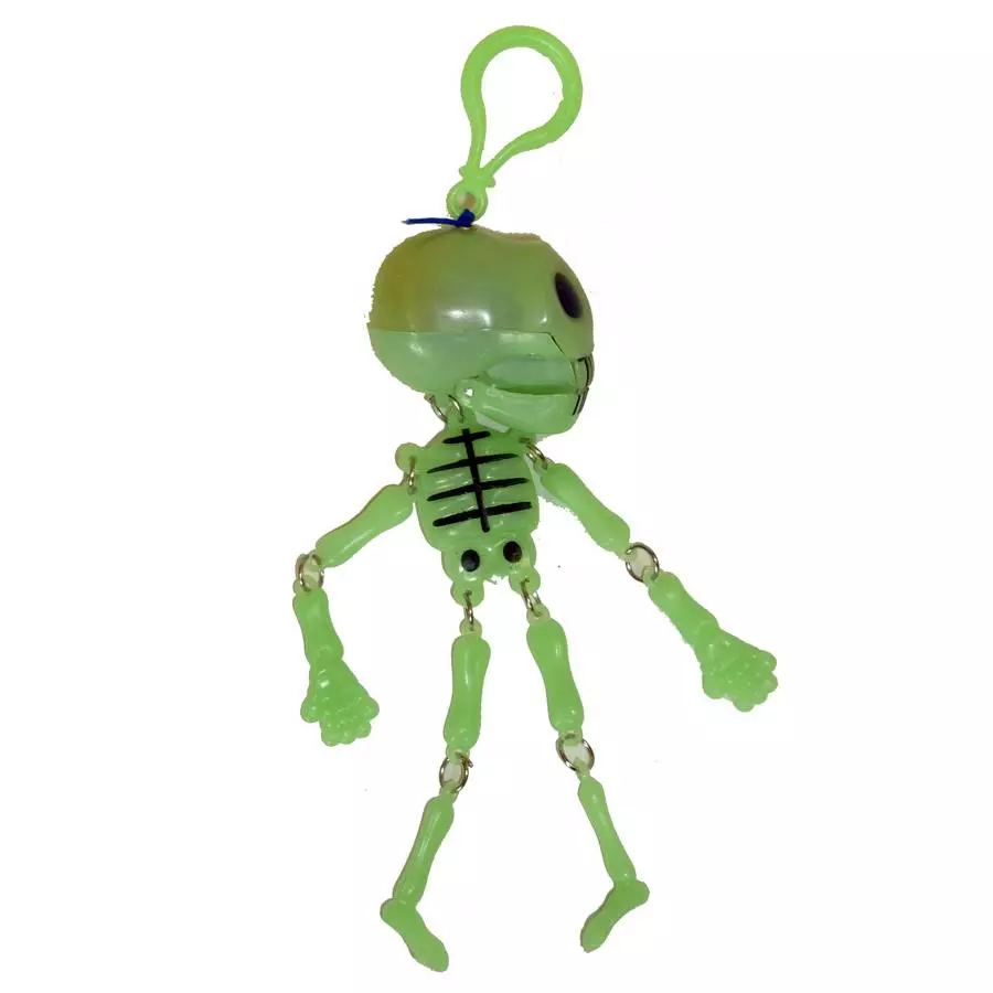 Фотография Брелок скелет зеленый, стучит зубами 5х17см