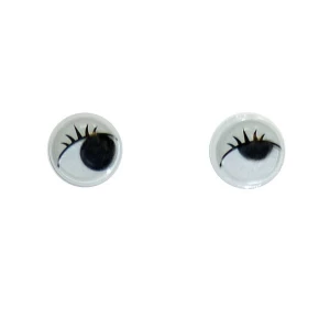 Картинка Пара круглых глаз (с клеем) бегающий зрачок D-12мм Black