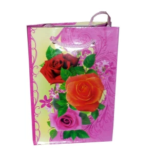 Фото Пакетик для подарка Три цветные розы 8x11см 2012-E-36 1/12