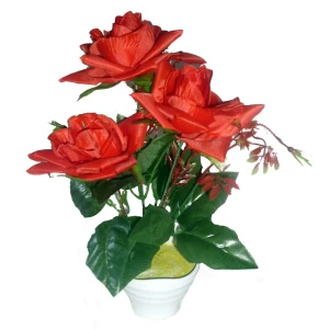 Купить в Архангельске Букет Три розы с велюшками в горшке 30см