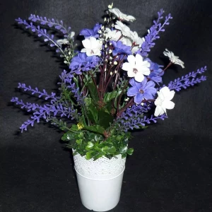 Фотография Букет искусственных цветов высокий в кашпо 550
