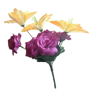Купить в Йошкар-Оле Букет лилий с розами 8 голов (3+5) 32см 413-535+376