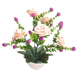 Покупаем с доставкой до  Цветы в горшке 5 латексных роз с зеленью