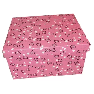 Купить в Великих Луках Подарочная коробка Розовая, чёрно-белые цветочки рр-7 24,5х20см