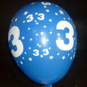 Фото Воздушный шар (32см) Цифра Три (100 штук)