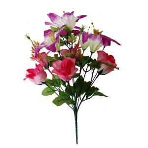 Покупаем с доставкой до  Букет лилии с розами на 10 голов (2 вида 4+6) 40см 225-511+644