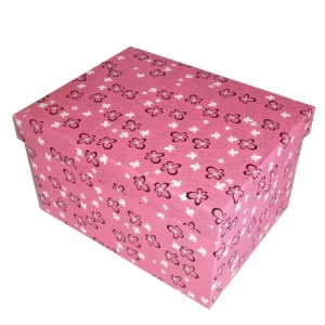 Купить  Подарочная коробка Розовая, чёрно-белые цветочки рр-5 20,5х16см