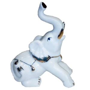 Картинка Сувенир Слон белый с позолотой 2682