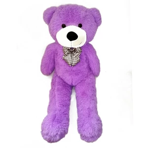 Фото Медведь Чери фиолетовый с длинными ногами, бант в клетку 70см