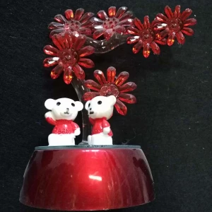 Фото Сувенир Пара мишек с красными цветами стекло 3492 15см