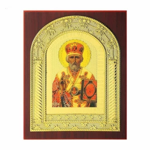 Фотка Икона Николая Чудотворца золото на подставке 7845
