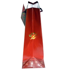 Купить  Подарочный пакет Красные шары с золотой лентой 15см D-15078