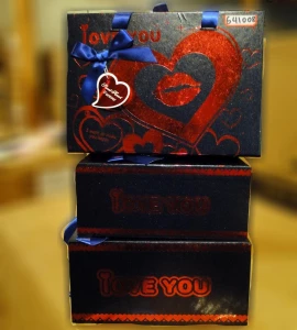 Фотка Набор 3 подарочных коробок Красное сердце с губами