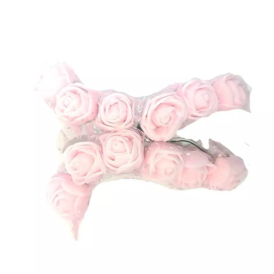 Букетик роз (латекс, капрон) 12 голов на проволочках 10 см 5м010 фото 2