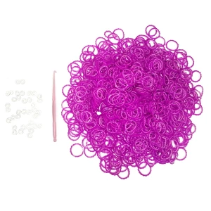 Фотка Резинки для плет. BIG Wave White+Purple 900 шт + крючок + 20 клипс