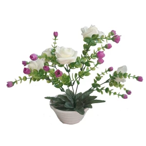 Фото Цветы в горшке 5 латексных роз с зеленью