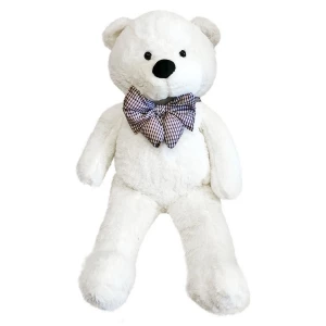 Фото Мягкая игрушка медведь белый с бантом в клетку 110см