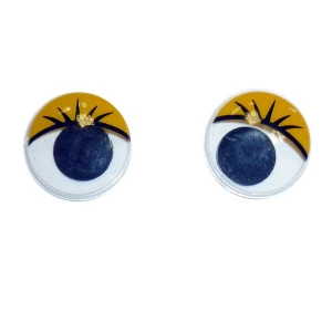 Картинка Пара круглых глаз (с клеем) бегающий зрачок D-18мм Yellow