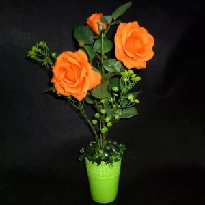 Фото Букет интерьерных роз оранжевые в кашпо 45см