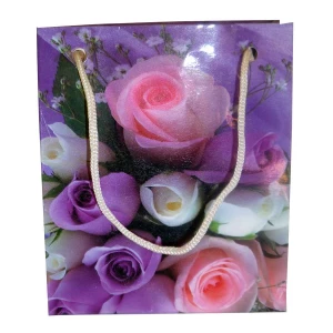 Фотка Пакет со шнурком Разноцветные розы 9,5x11,7см