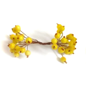 Фотка Ягоды для декора в сахаре жёлтые на проволоке d13мм 40 ягод