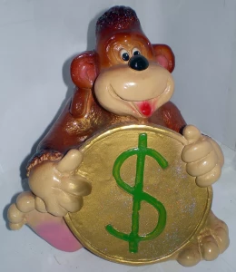 Картинка Копилка обезьяна с долларом А5178
