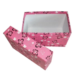 Фотка Подарочная коробка Розовая, чёрно-белые цветочки рр-1 12,5х8см