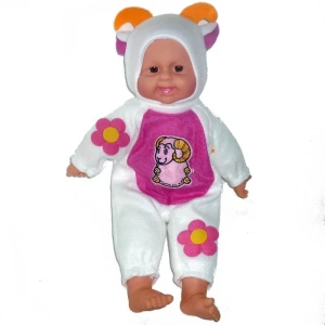 Фотка Кукла пупс в одежде с животным хохотун 20x37см
