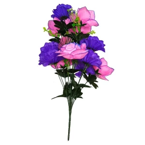 Фотография Букет розы с шафранами 12 голов (2 вида 6+6) 55см 612-528+877