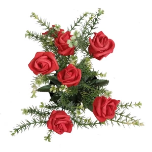 Купить  Цветы в горшке 7 латексных роз с зеленью