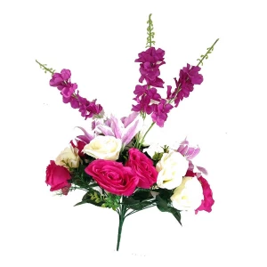 Фотка Букет 3 лилии, 12 роз и 3 ванды (люпины) 65см