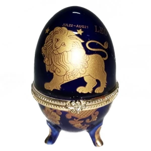 Товар Шкатулка синяя в форме яйца на 3 ножках "Знак зодиака"