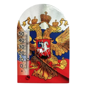 Фото Магнит с термометром Герб России 8х12см 6190