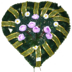 Фото Венок ритуальный сердце с розами 70см