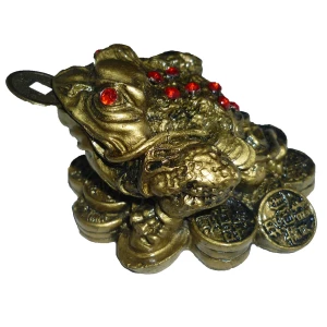 Фото Сувенир Золотая жаба с монетой 4956 8см