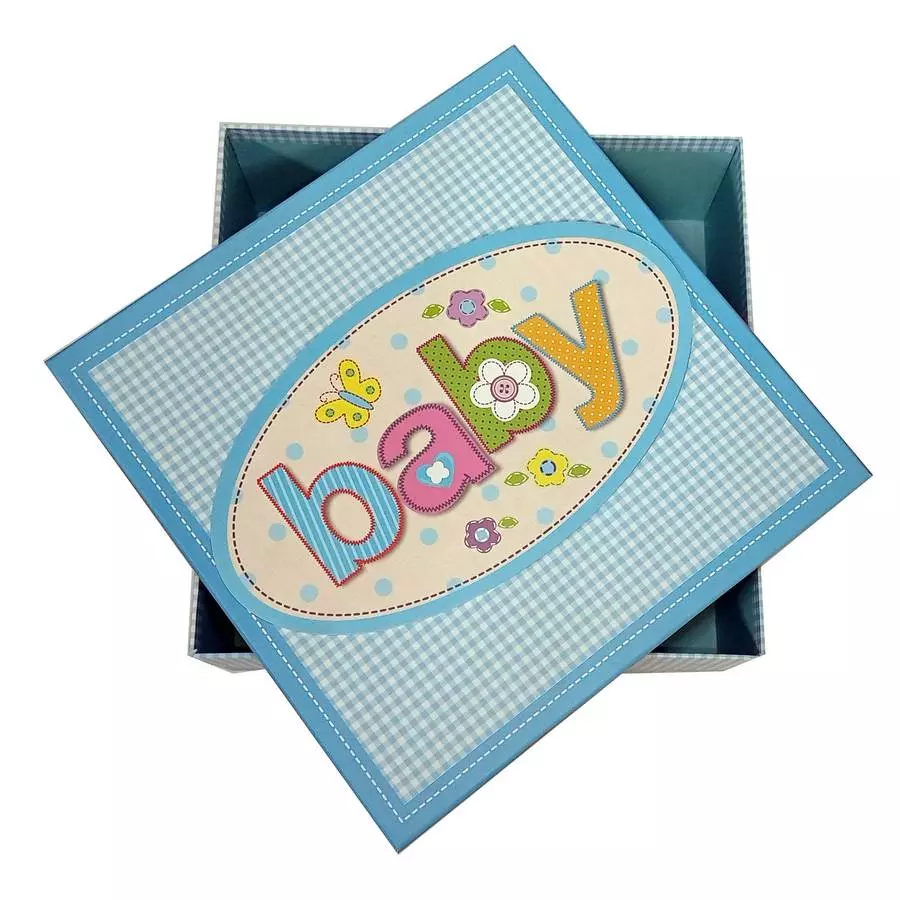 Подар. коробка Baby голубая (единица) 21см фото 1