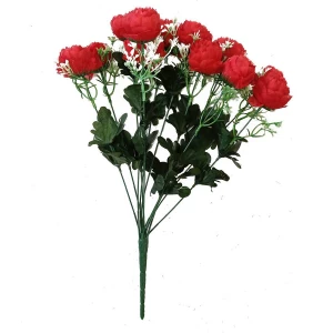 Фотография Букет с 12 пионовидными розами (зел.-бел. добавки) 48см