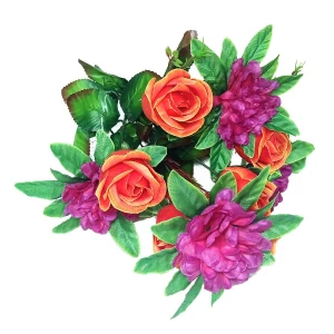 Заказываем с доставкой до  Букет розы с шафранами 11 голов (2 вида 7+4) 56см 202-732+563