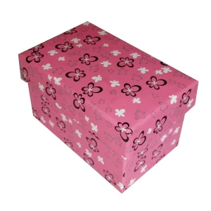 Купить в Бийске Подарочная коробка Розовая, чёрно-белые цветочки рр-1 12,5х8см