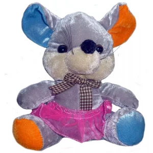 Фото Мягкая игрушка Мышка серая с цветными лапами 19см