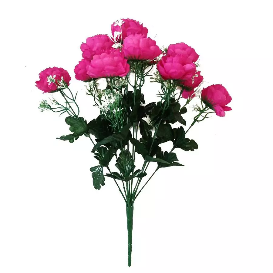 Букет с 12 пионовидными розами (зел.-бел. добавки) 48см фото 6