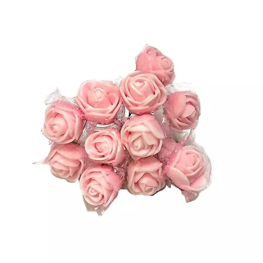 Фотография Букетик роз (латекс, капрон) 12 голов на проволочках 10 см 5м010