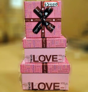 Фотка Набор 3 подарочных коробок розовый love